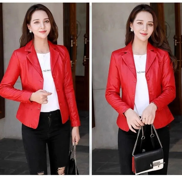Leather Coat Women Fall Short Western Style All-matching Women