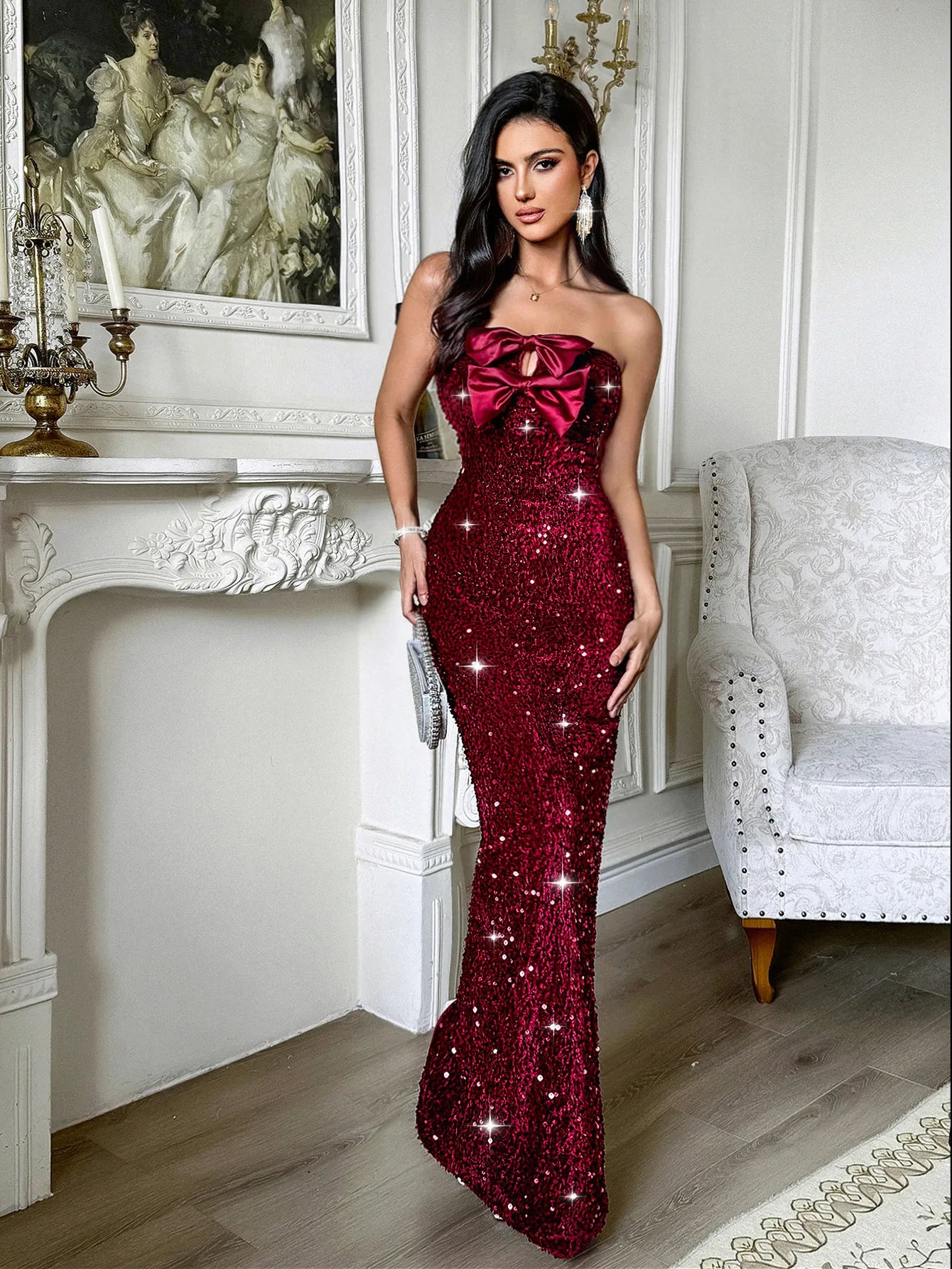 Tube Top Bow Dress Women's Clothing