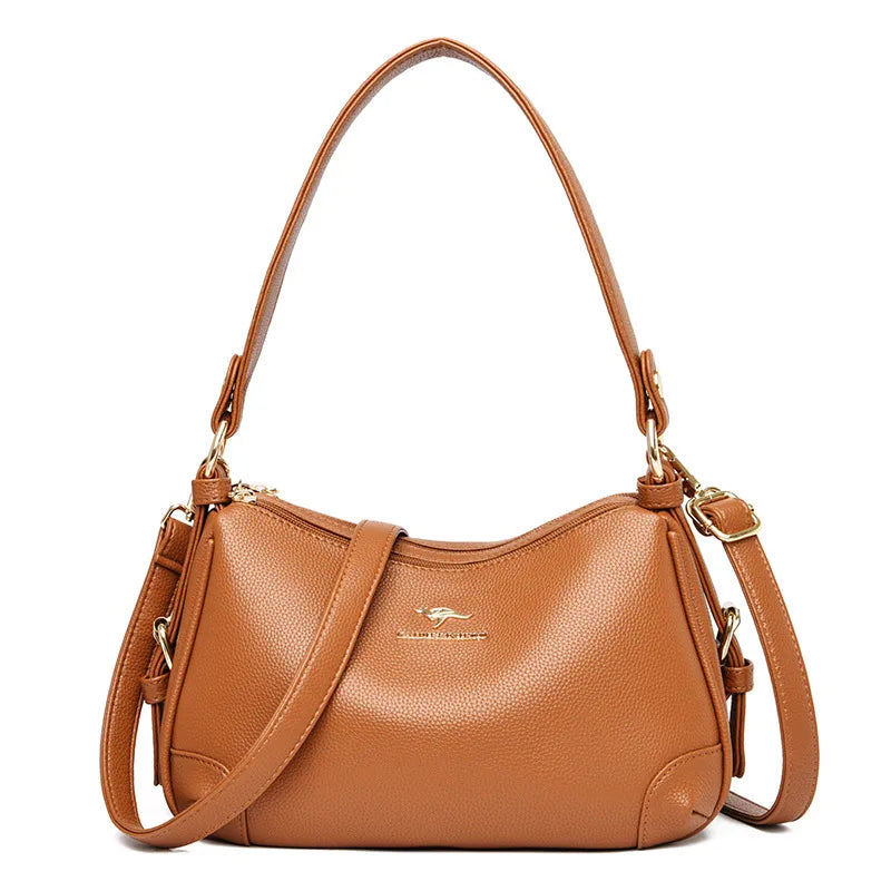 Women's Bags, Solid Color Bags, Ladies Fashion Soft Leather Large-capacity One-shoulder Messenger Bag