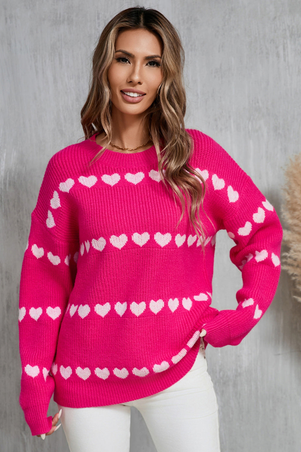 Heart and Angel Wings Round Neck Sweater