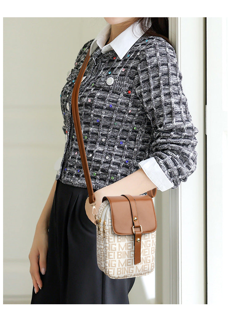 Soft Leather Retro Printed Mini Crossbody Bag