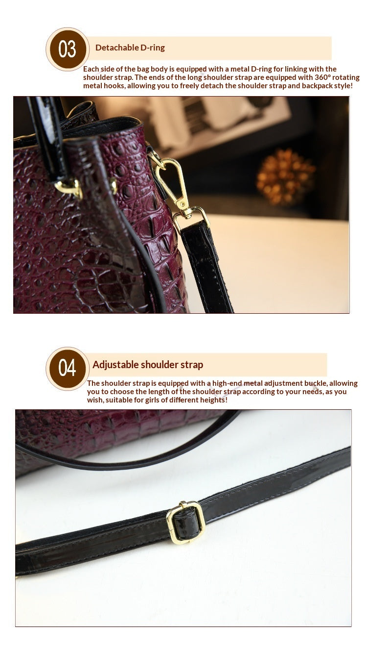 Stylish Textured And Colorful Crocodile-Print Womens Shoulder Bag