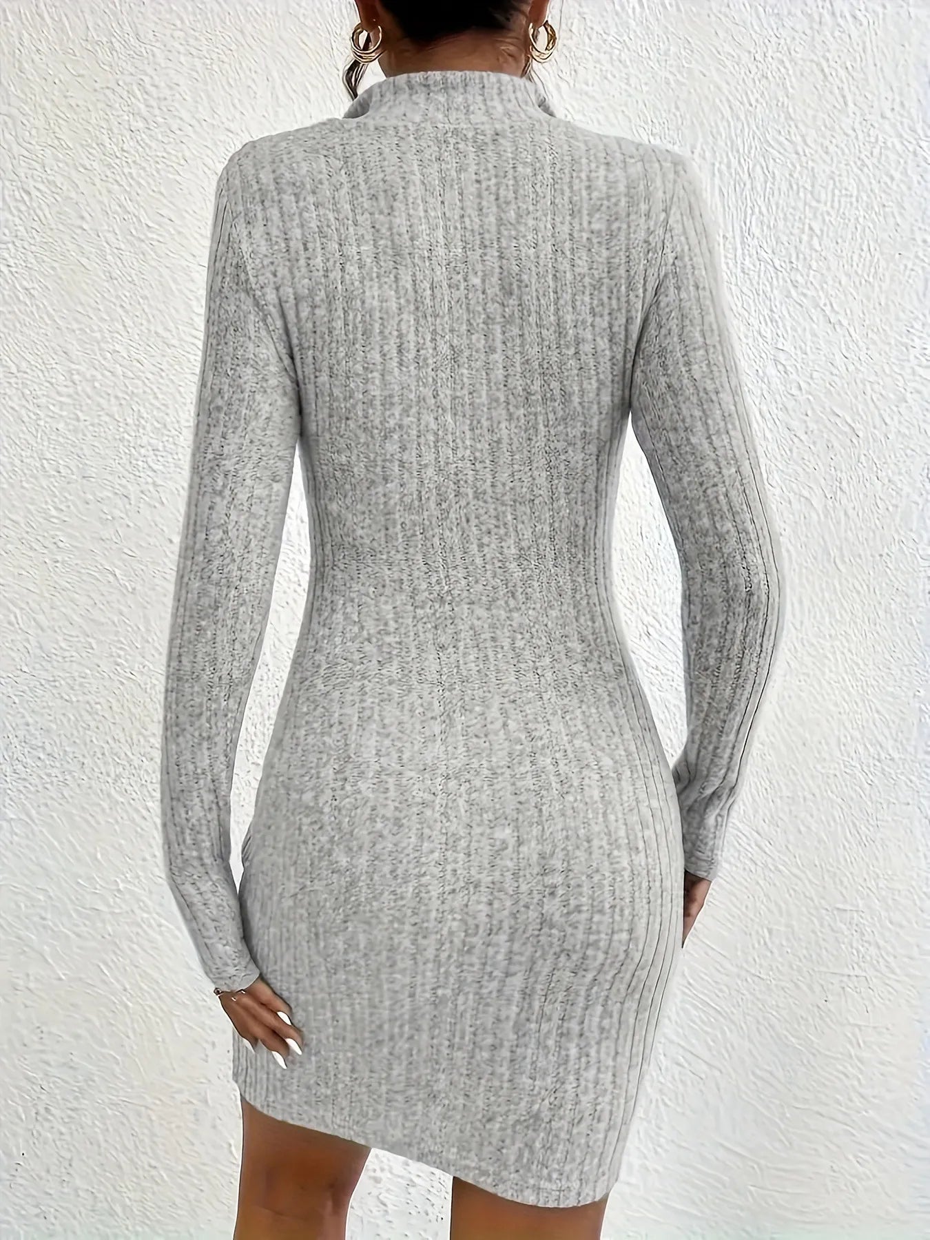 Slim Fit Slimming Zipper Lapel Sheath Dress