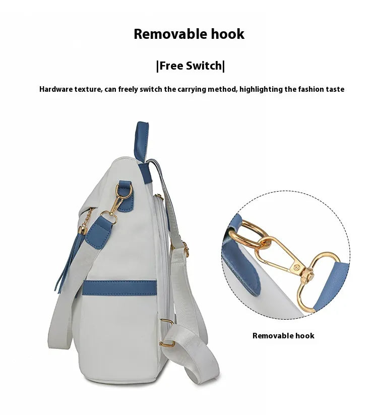 Oxford Cloth Stitching Women'S Backpack Anti-Theft Back Zipper Girls Schoolbag Casual Travel Double Shoulder Backpack