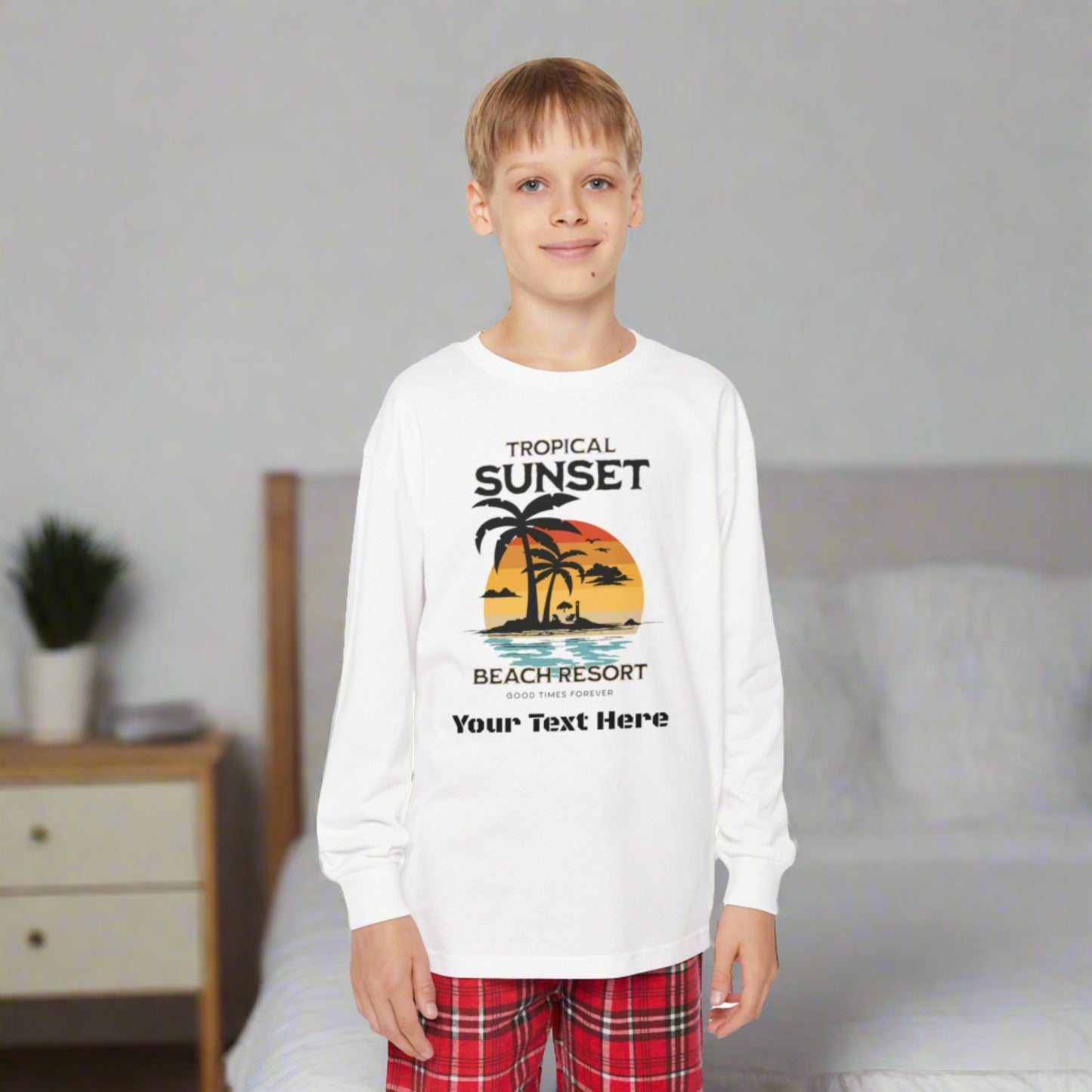 Youth Long Sleeve Holiday Outfit Set - Personalize With Beach Themes