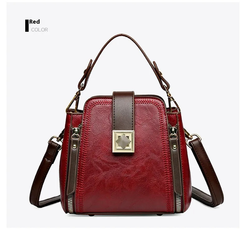 Women's Retro Easy Matching Soft Leather Textured Handbag Shoulder Crossbody