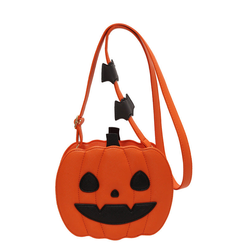 Halloween Bags Funny Pumpkin Cartoon Shoulder Crossbody Bag With Bat Creative Female Bag