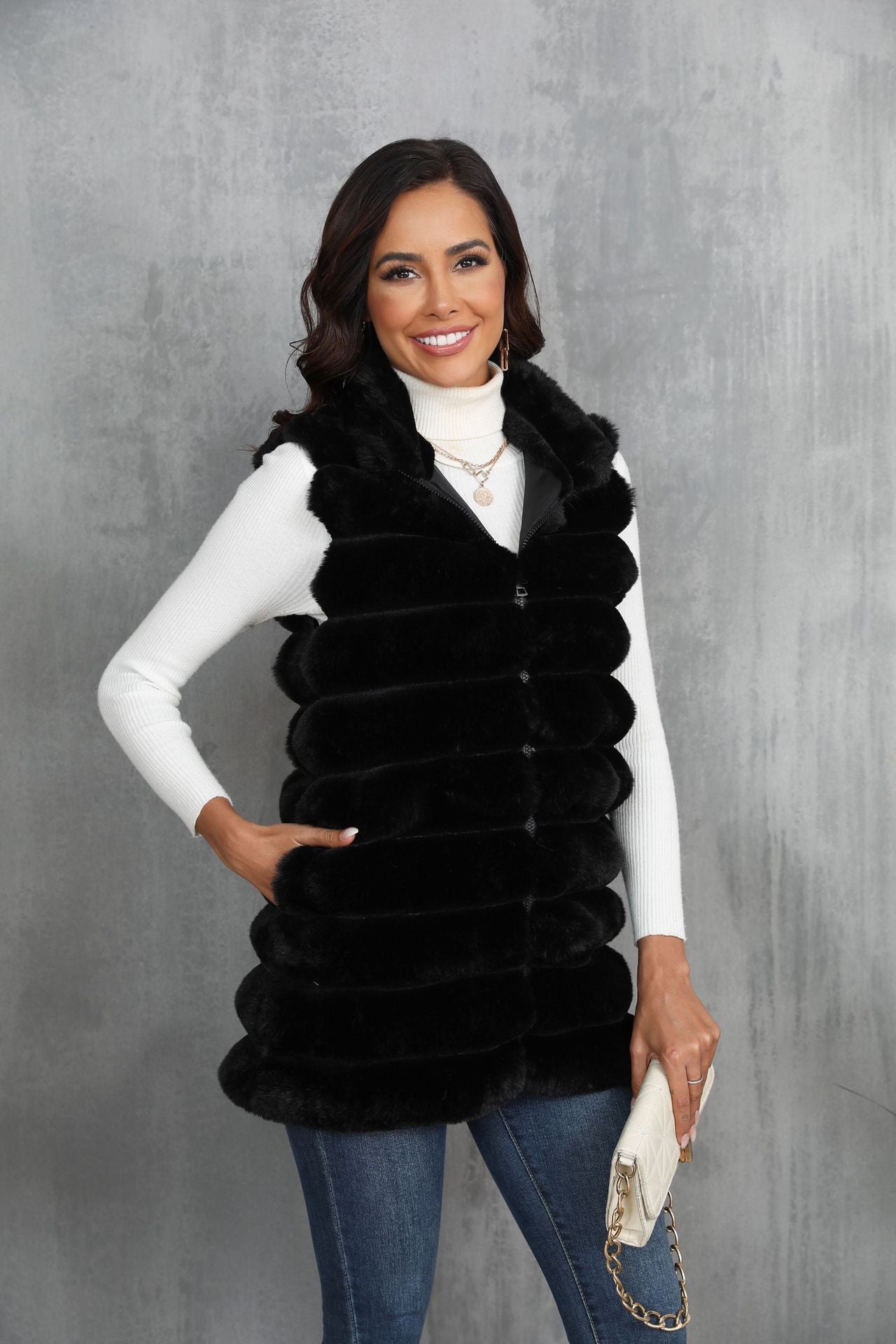 Mid-length Autumn And Winter New Faux Fur Vest For Women