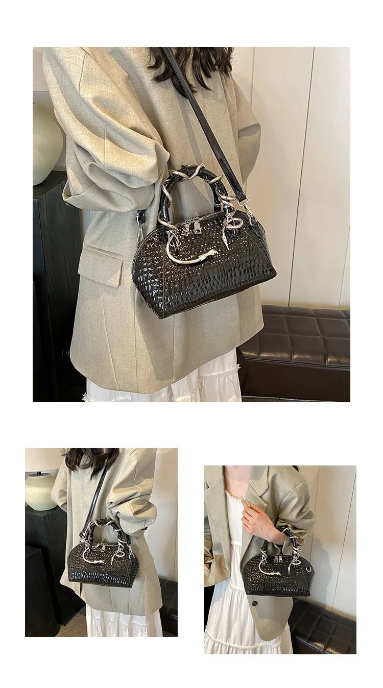 European And American Fashion Stone Pattern Personality Retro Easy Matching Portable Crossbody Shell Bag