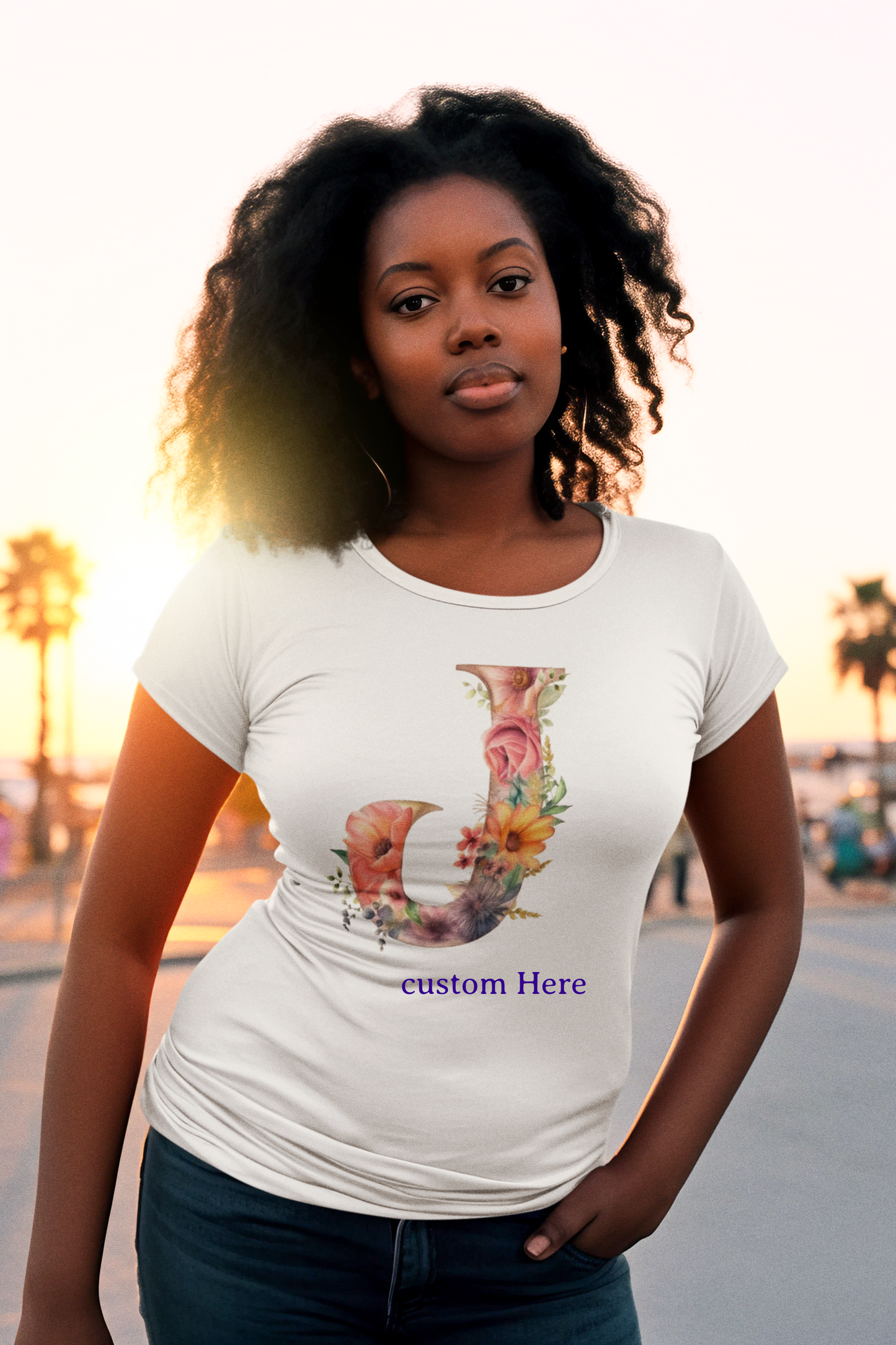 Women's Softstyle Tee - Personalize With Floral Letters