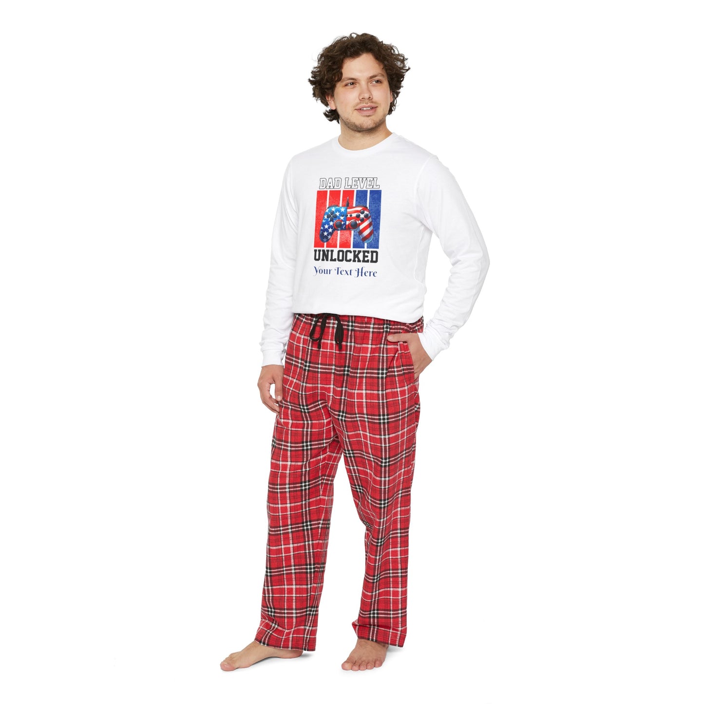 Men's Long Sleeve Pajama Set - Personalize With DAD Messages