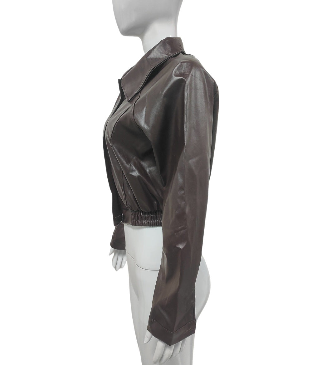 Leather Short Jacket Vintage Zipper American Casual Motorcycle