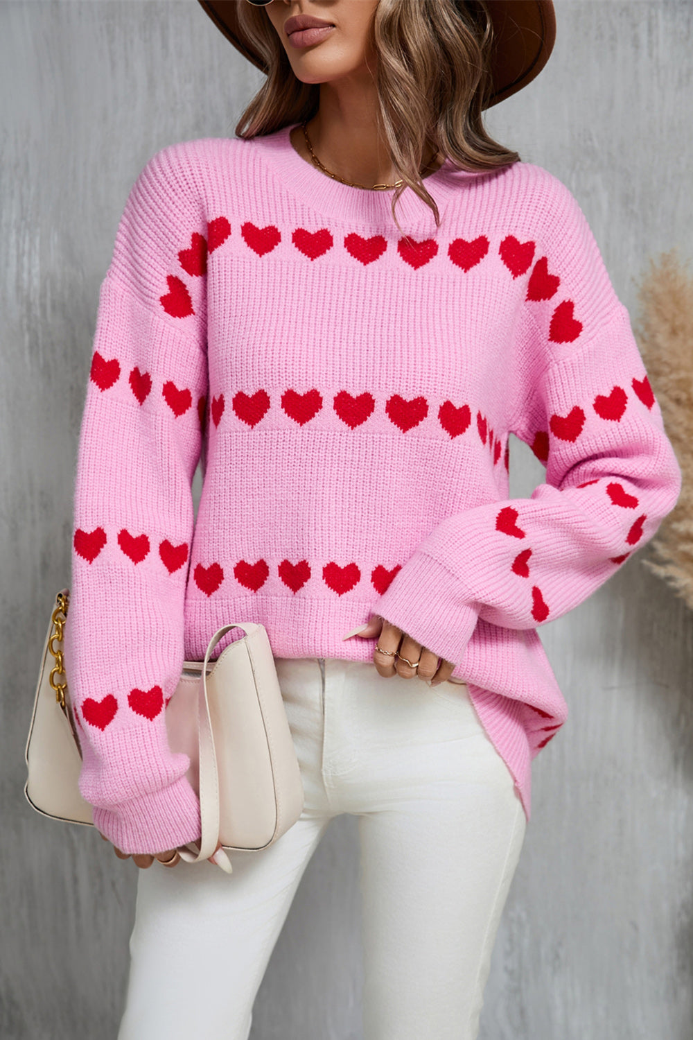 Heart and Angel Wings Round Neck Sweater