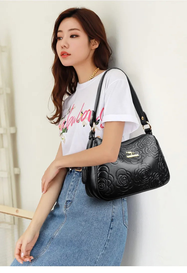 Soft Leather Textured Ethnic Style Simple Versatile Large Capacity Shoulder Messenger Bag