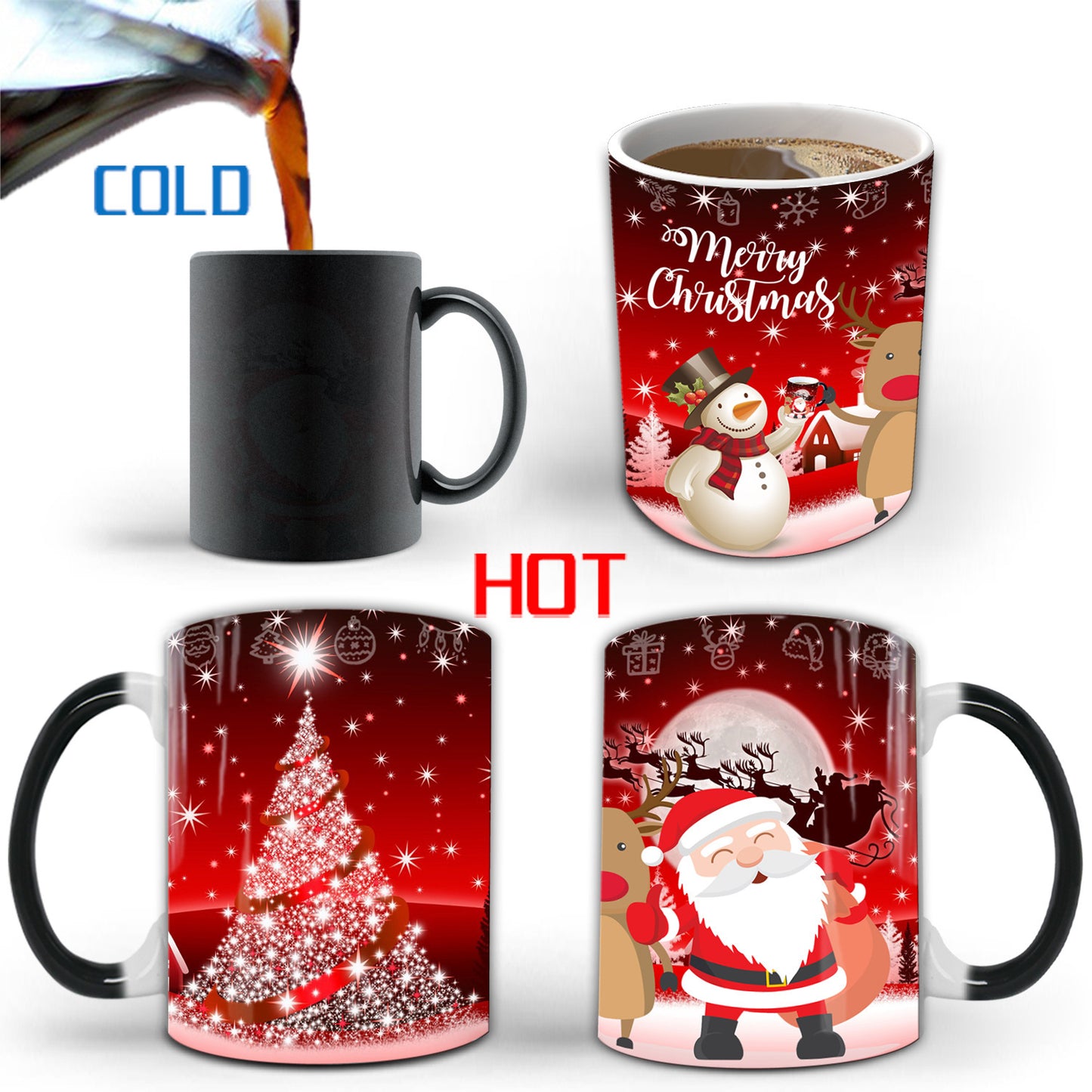 Christmas Color-changing Mark Ceramic Thermal Magic Coffee Tea Cup