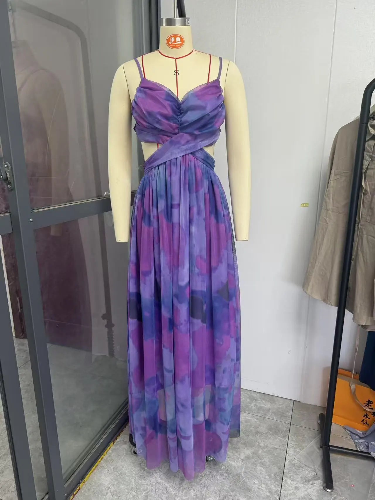 Mesh Printing Slip Dress Holiday Leisure Party