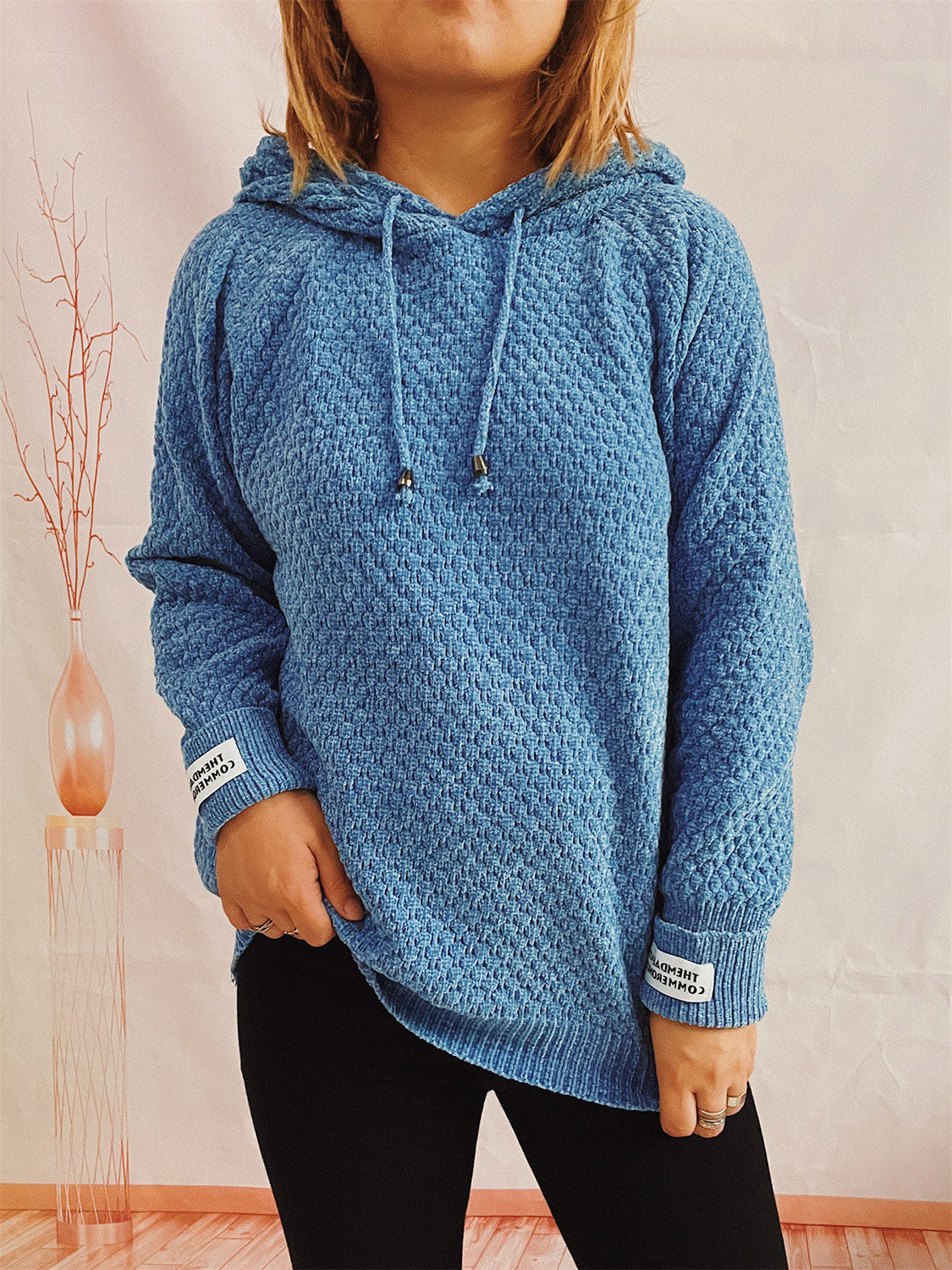 Long Sleeve Hooded Sweater with Drawstring