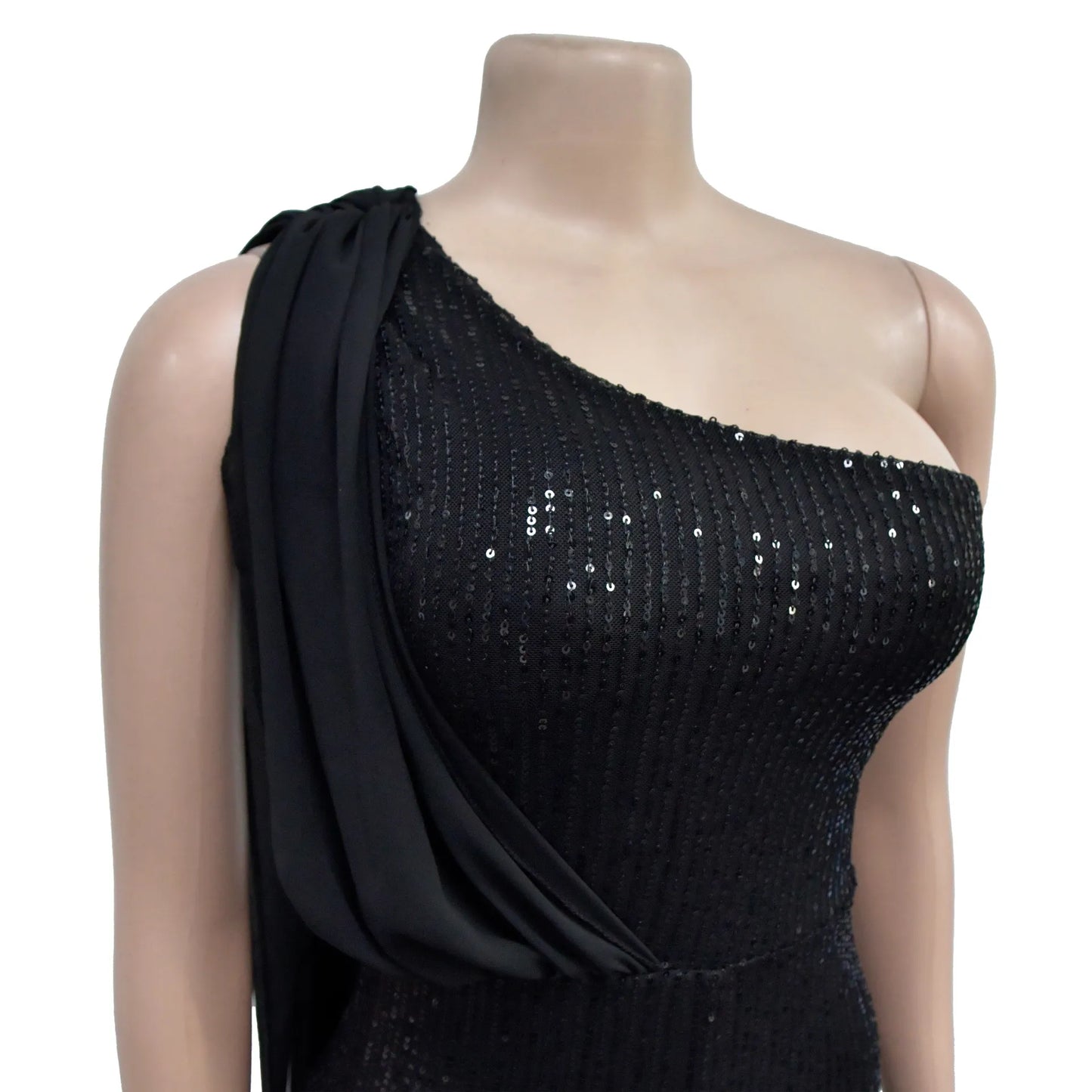Women's Solid Color Sleeveless One-shoulder Sequined Trousers Jumpsuit