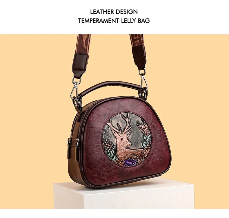 Retro Embossing Large Capacity Women's Handbag All-matching