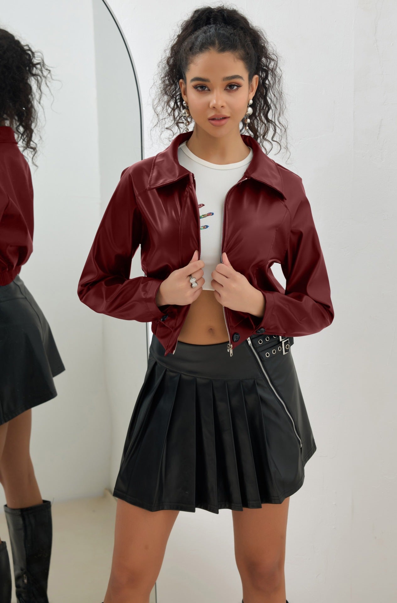 Leather Short Jacket Vintage Zipper American Casual Motorcycle