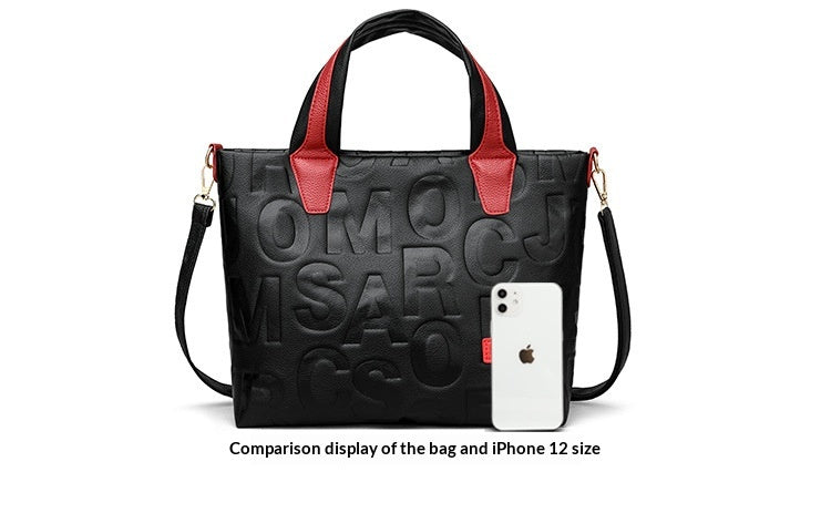 Trendy Tote Handbag Chic Letter Embossing Womens