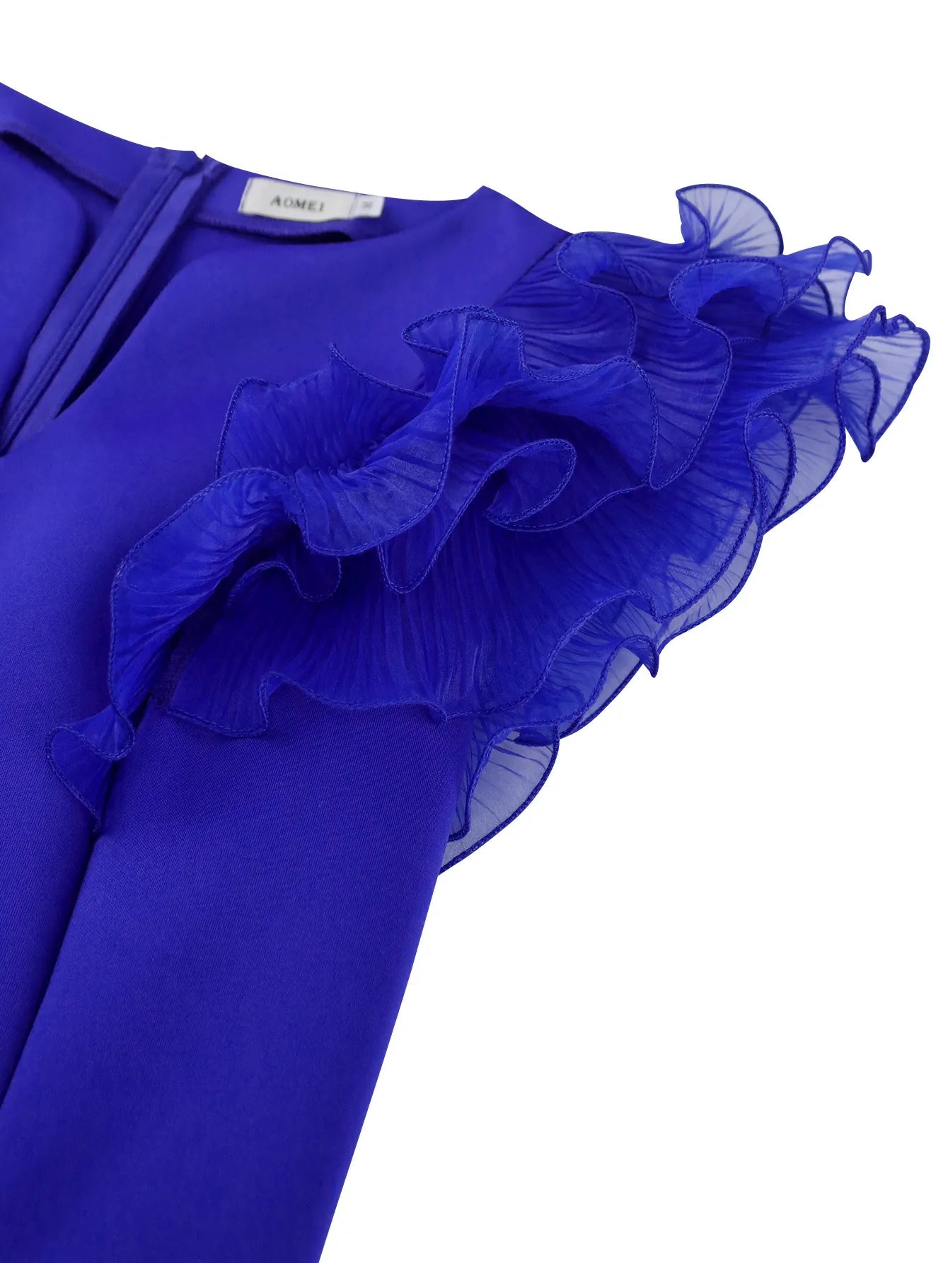 Banquet Temperament High Waist Lotus Leaf Pleated Short Sleeve Dress