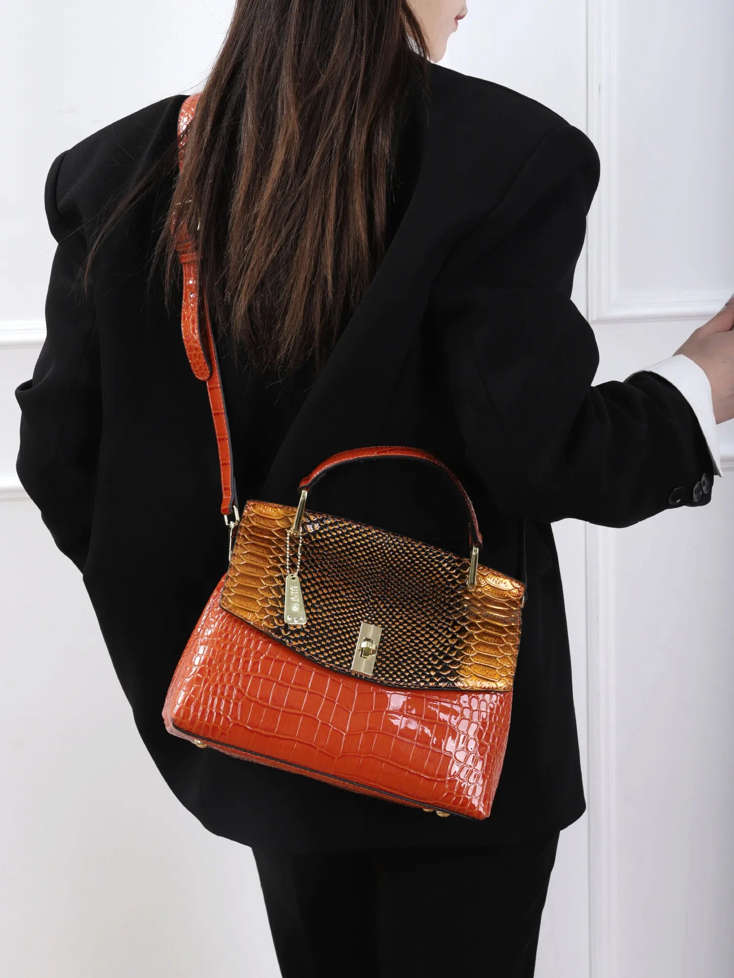 Snake Pattern Women's Bag Handbag Colorful Crocodile Pattern Crossbody Bag