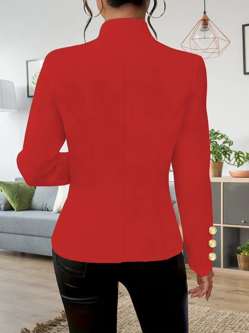 Elegant Fashion Casual Double Buckle Solid Color Long Sleeve Suit