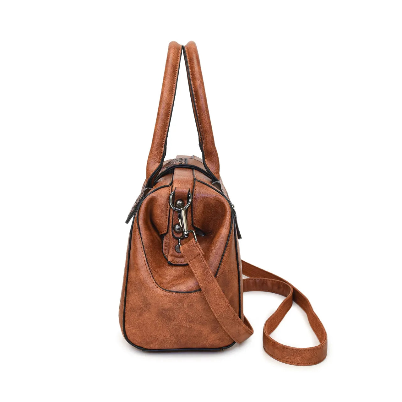 Handmade Carved One-shoulder Women's Leather Bag