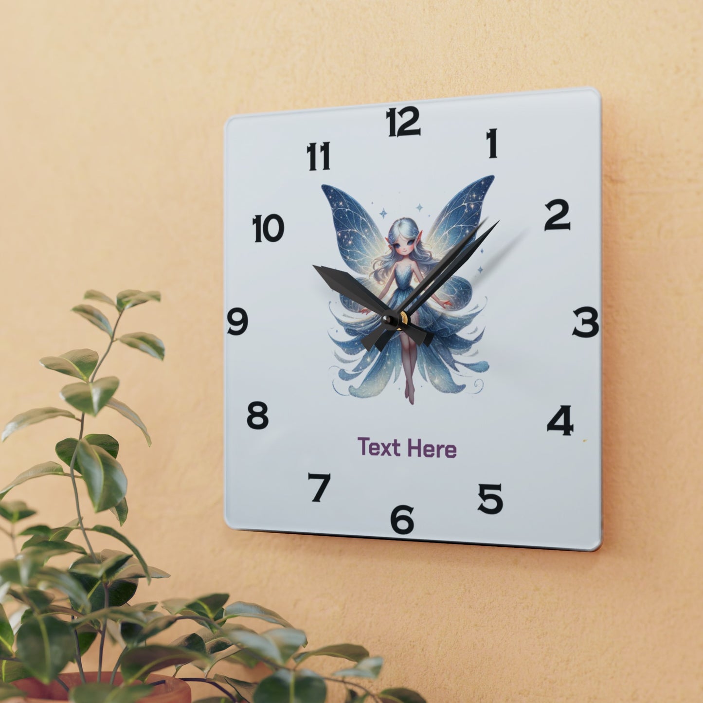 Acrylic Wall Clock - Personalize With Cute Fairies