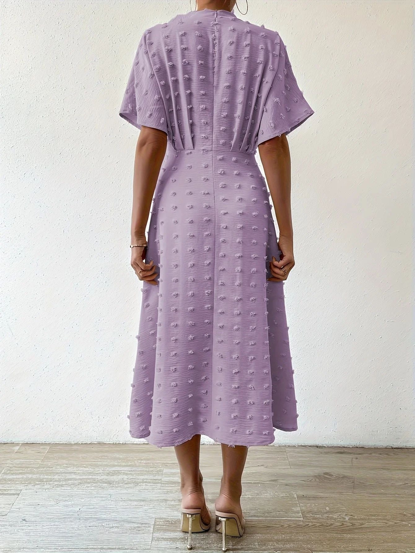 Summer New Fur Ball Ruffle Sleeve V-neck Waist Tied Dress