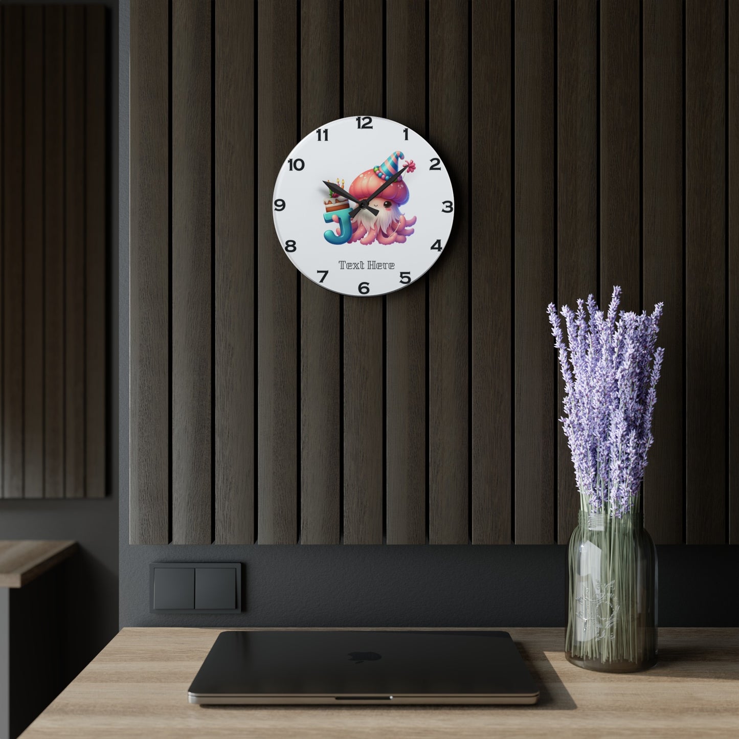 Acrylic Wall Clock - Personalize With Cute Birthday Animals