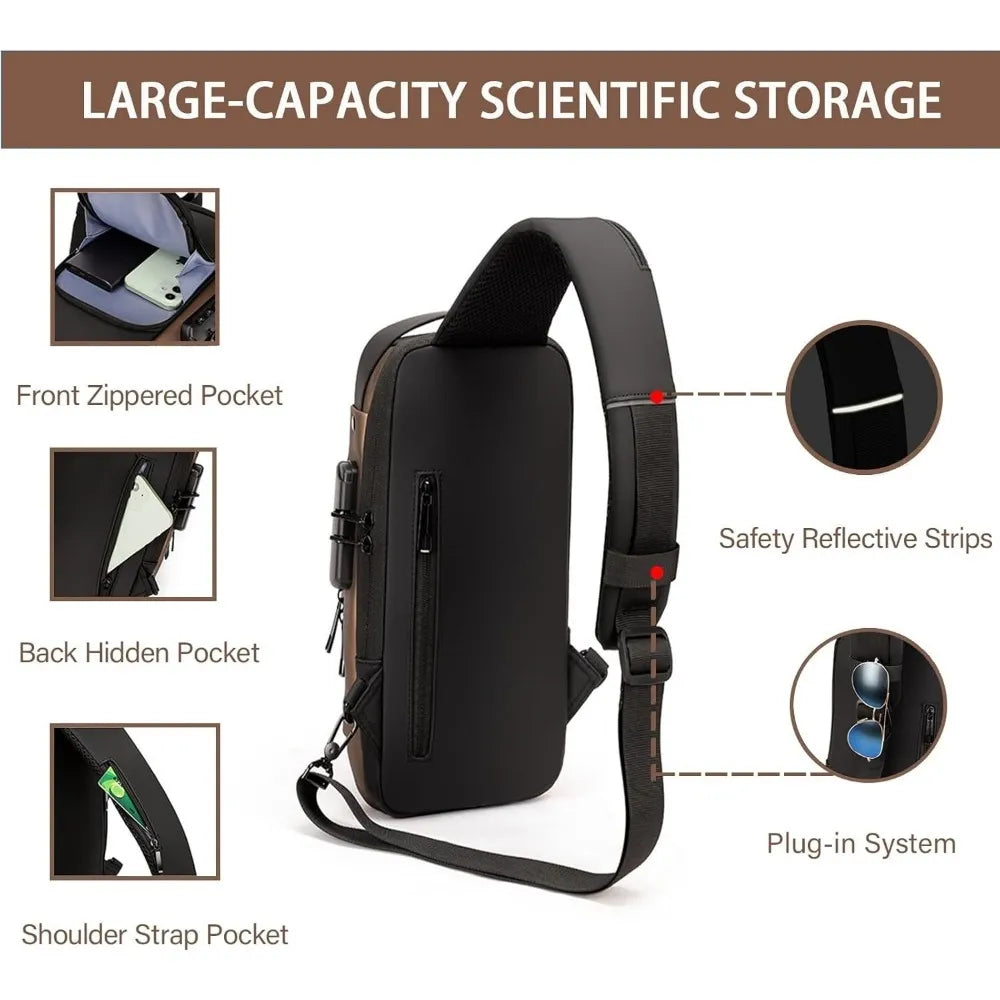 Men's Waterproof Motorcycle Chest Bag, Anti-Theft Shoulder Bag, Durable Oxford Fabric Outdoor Bag-FREE USA SHIPPING