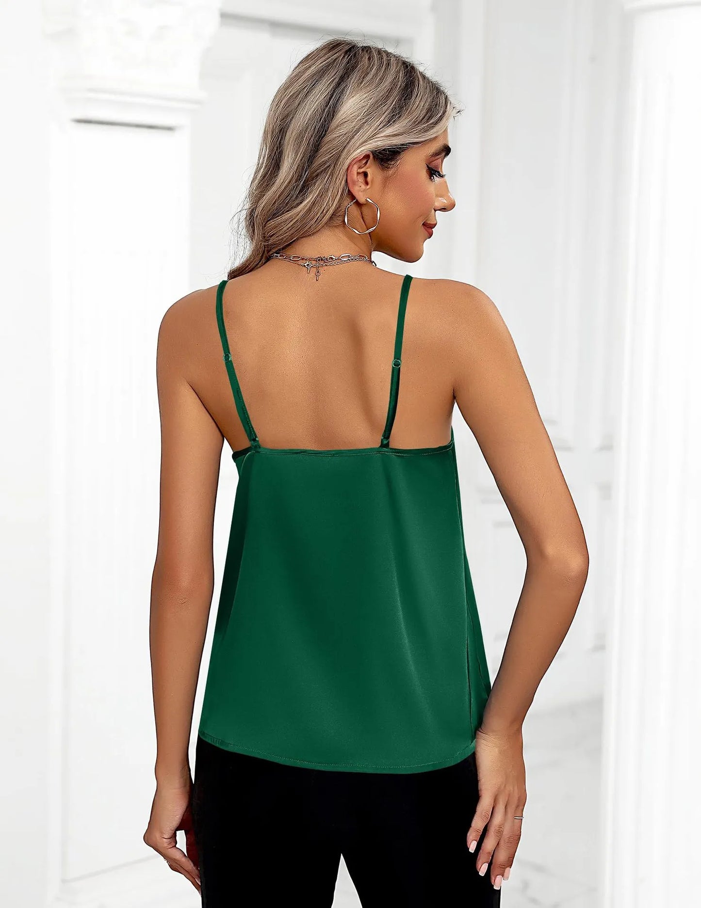 New Women's Silk Adjustable Spaghetti Strap Tank Top Loose