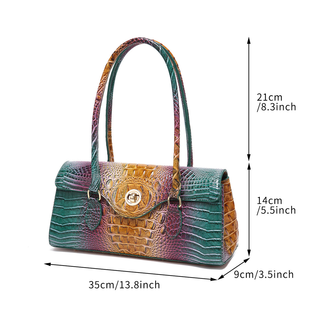 Womens Crocodile-Print Brahmin Shoulder Tote Bag