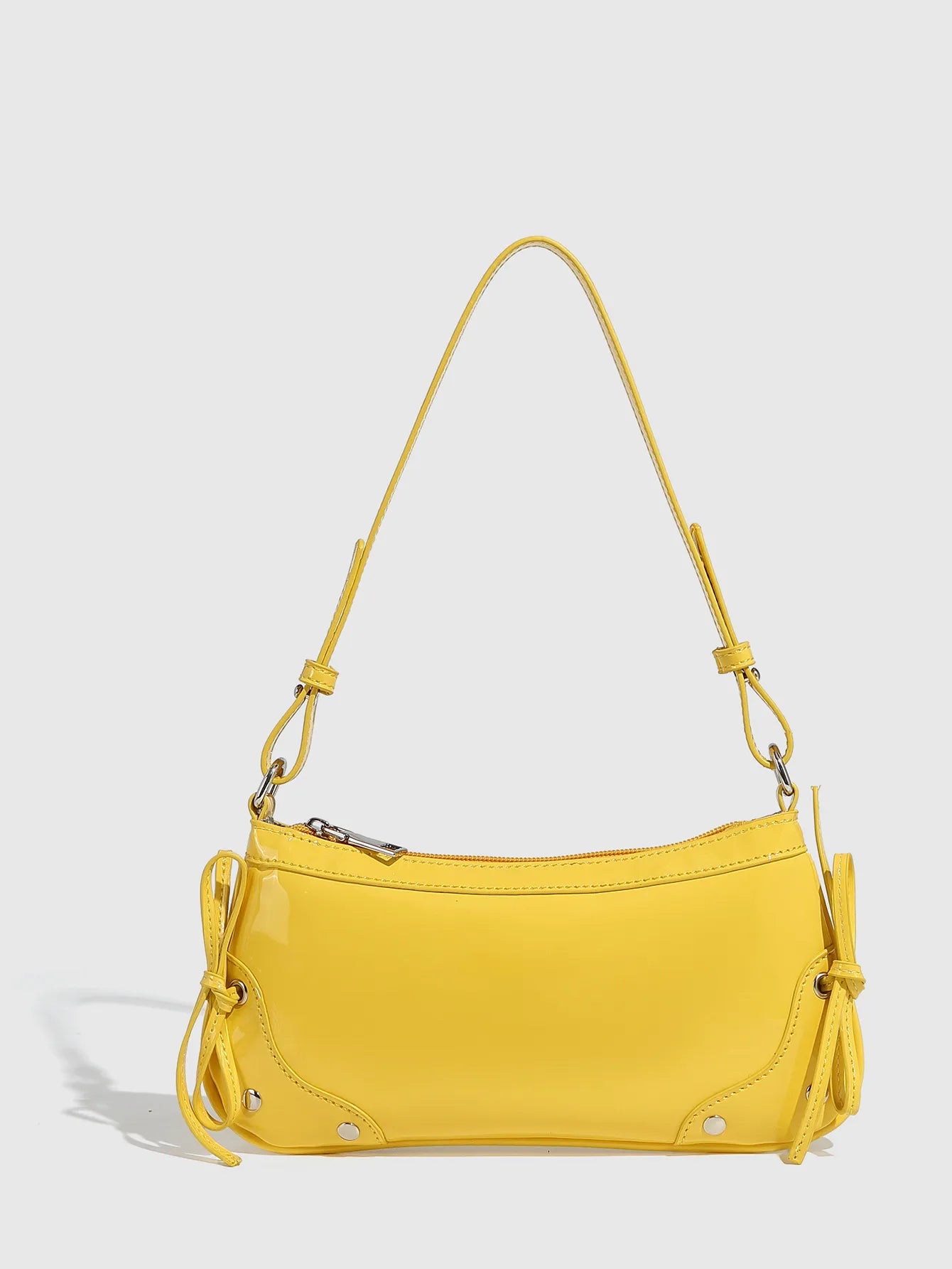 Solid Color Underarm Bag Shoulder Bag Double Bow Small Square Bag