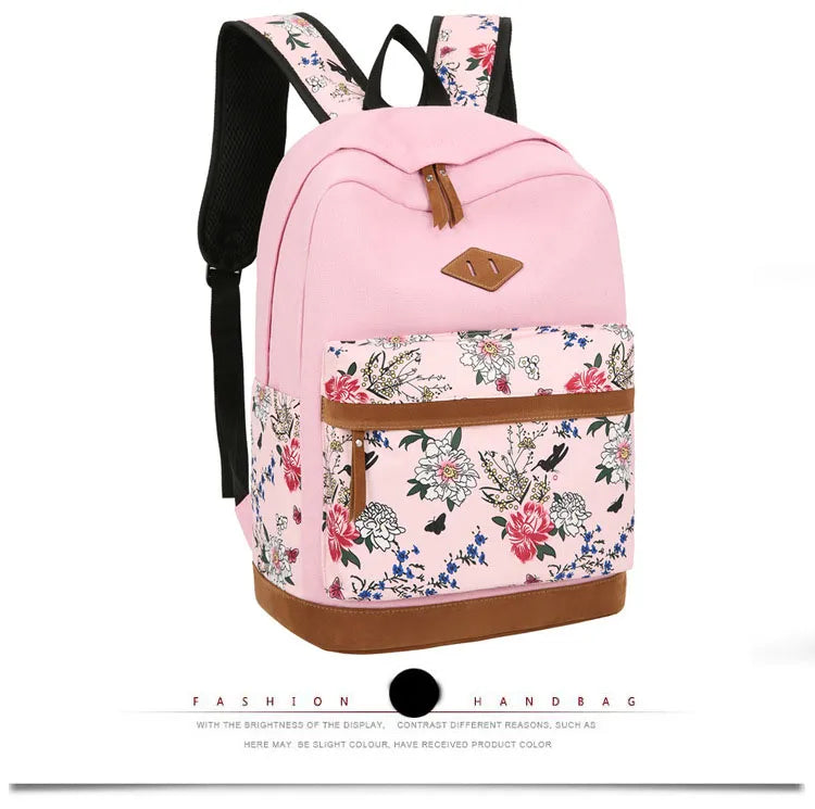 Floral Bags 3pcs Schoolbag Backpack Lunch Bag And Wallets