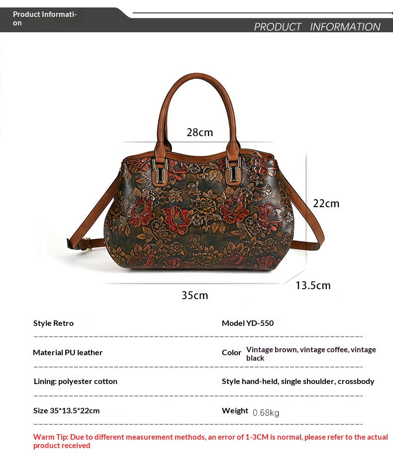 Retro Large-Capacity Handheld Shoulder Bag