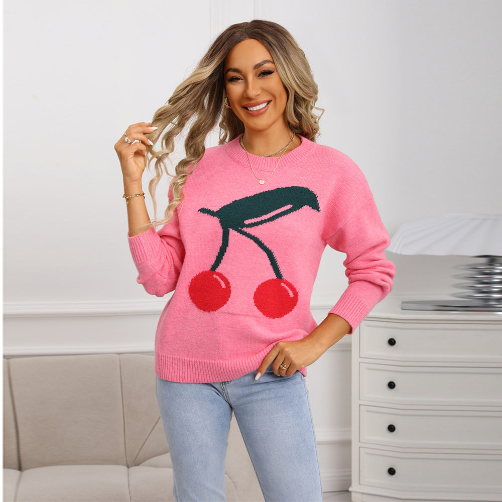 Cute Cherry Shirt Casual All-matching Fashion Sweater