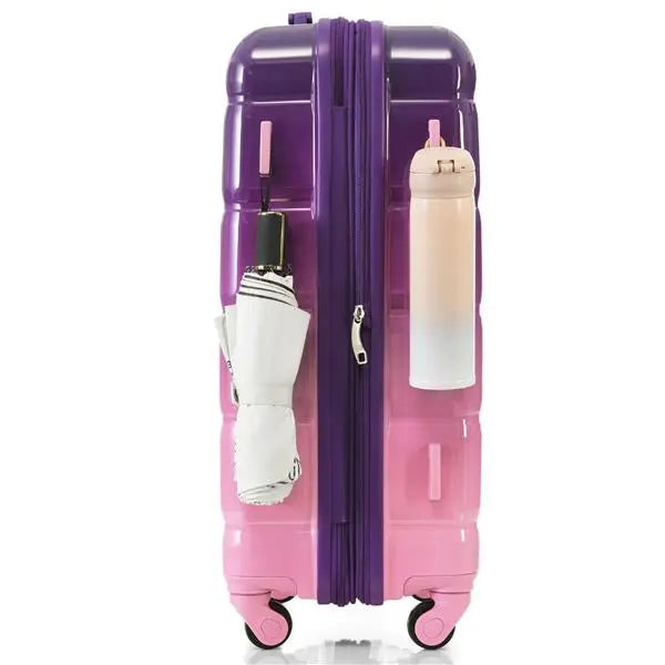 Luggage Set Of 3, 20-inch With USB Port, Airline Certified Carry-on Luggage With Cup Holder, ABS,PC Hard Shell Luggage With Spinner Wheels, Purple And Pink- FREE USA SHIPPING