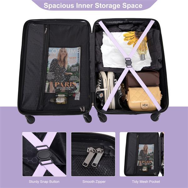 3-piece Luggage Set ABS, With Two Hooks, Swivel Wheels, TSA Lock- FREE USA SHIPPING