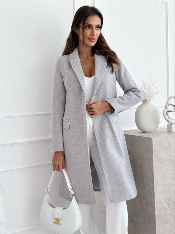 Simplicity Mid-length Button Woolen Coat Outerwear