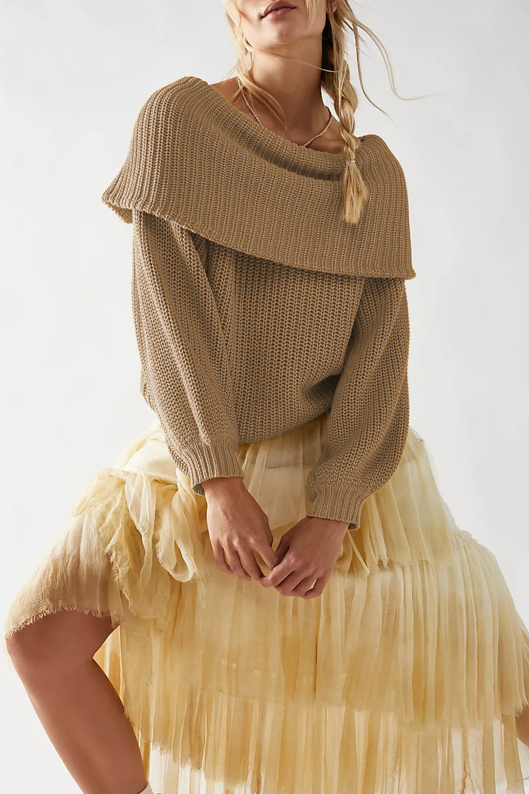 Loose Off Shoulder Pullover Top Sweater