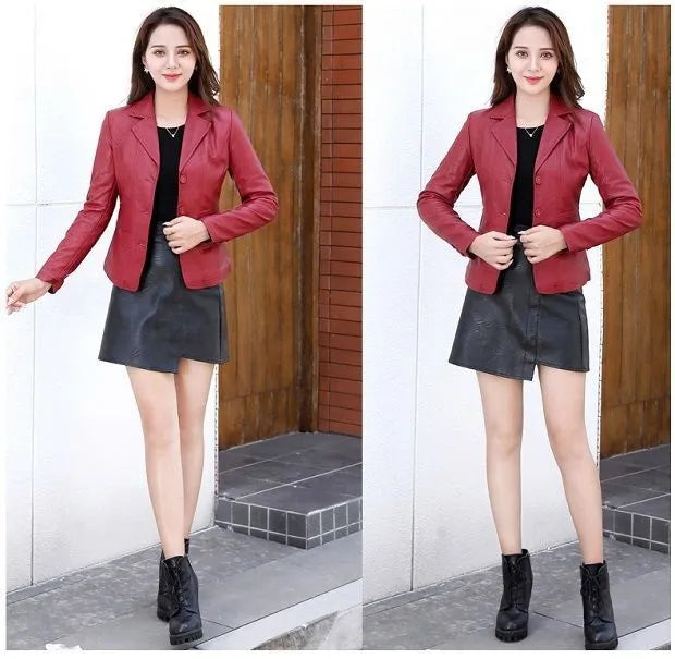 Leather Coat Women Fall Short Western Style All-matching Women