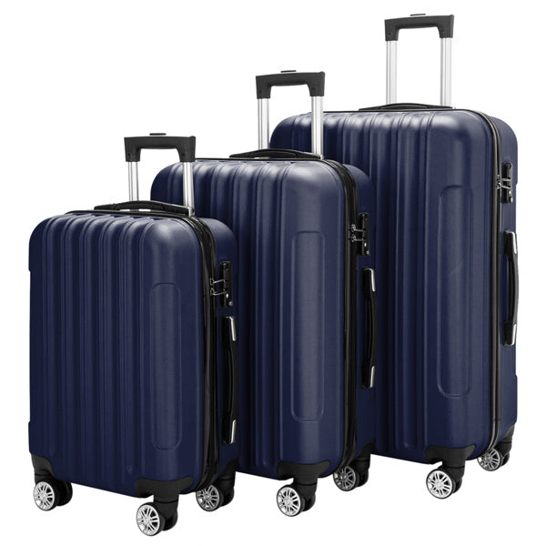 Vertical 3-in-1 Spinner Wheel With Handle Trolley Case 20in 24in 28in ABS Aluminum Alloy Trolley Classic Color - Navy Blue- FREE USA SHIPPING