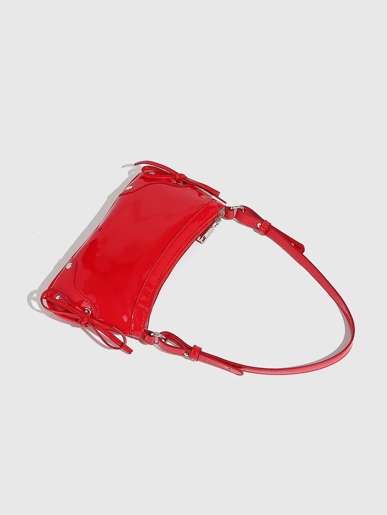 Solid Color Underarm Bag Shoulder Bag Double Bow Small Square Bag