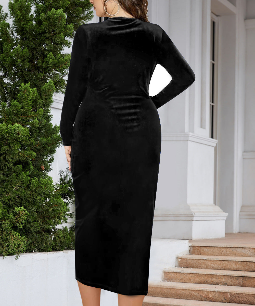 Women's V-neck Dress With Regular Sleeves
