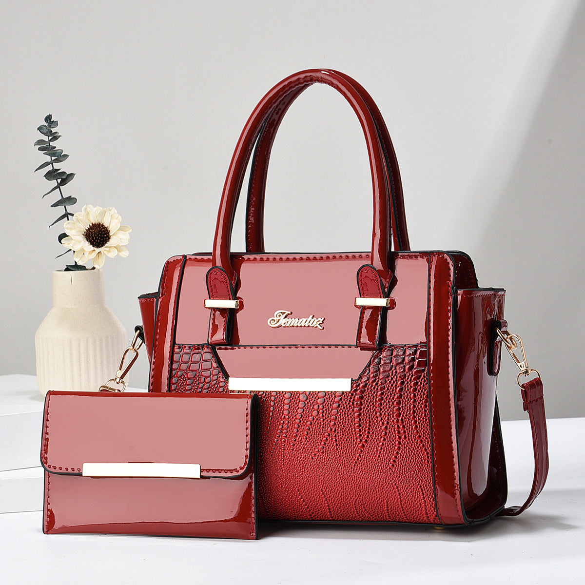 Casual Womens Shoulder Bag Large-capacity Patent Leather Tote