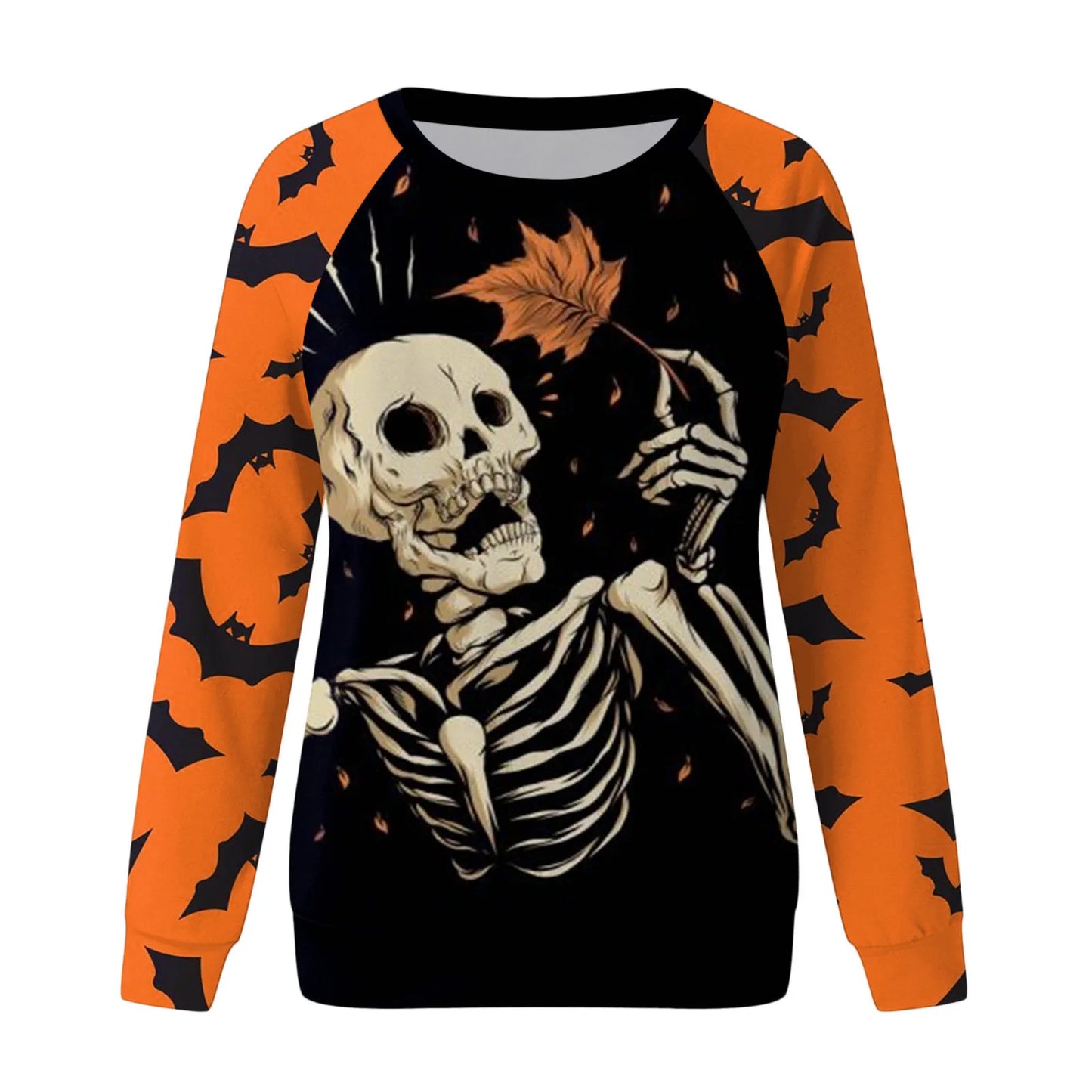 Halloween Cartoon Print Sweatshirt Long Sleeve Pullover Tops Women