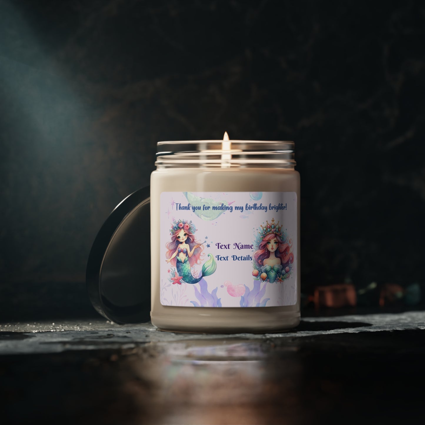 Scented Soy Candle, 9oz- Personalized  Mermaid Princess Gifts For Birthdays